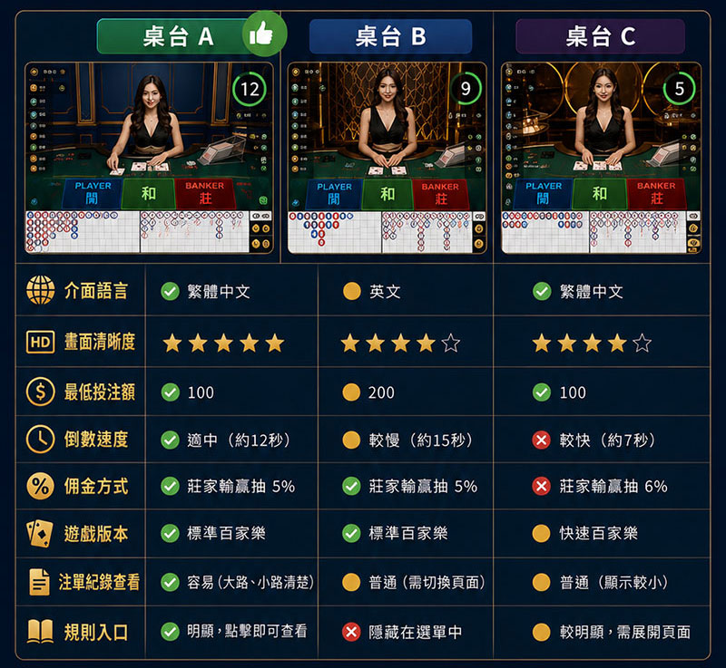 桌台挑選清單與簡易比較圖